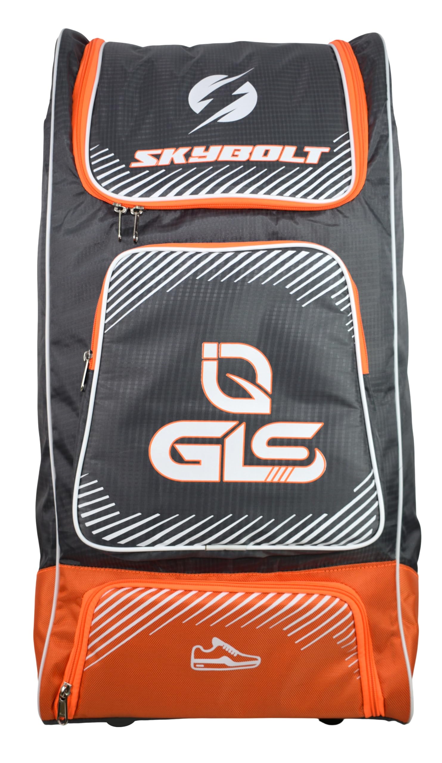 GLS SKYBOLT Duffle Cricket KIT Bag with Two BAT Pocket with Wheels (Orange)-picture-16