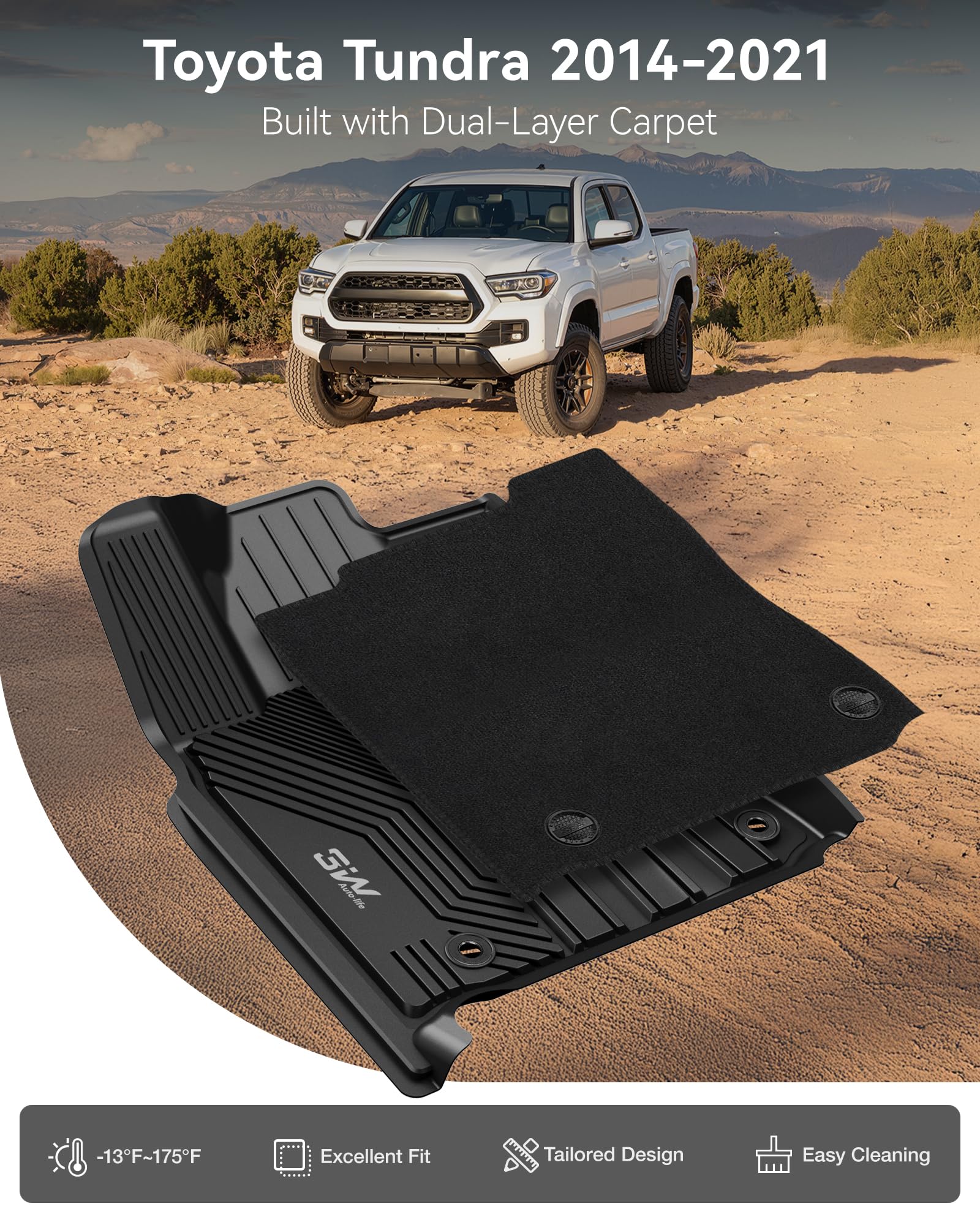 Amazon | 3W フロアマット&カーペット トヨタ タンドラ 2014-2021