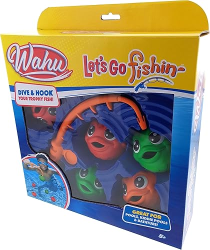 Miniatura 6 de Wahu Let's Go Fishin' - Juego de 6 juguetes de piscina y baño para niños a partir de 5 años, juego de juguetes de pesca para niños con 1 caña de