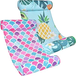 Pool Hammocks for Adult - 2 Pack Inflatable Pool Floats for Adults 4 in 1 Multi-purpose Floating Hammock Swimming Rafts Floaties Portable Water Lounge Chair Drifter for Beach Floaty Party