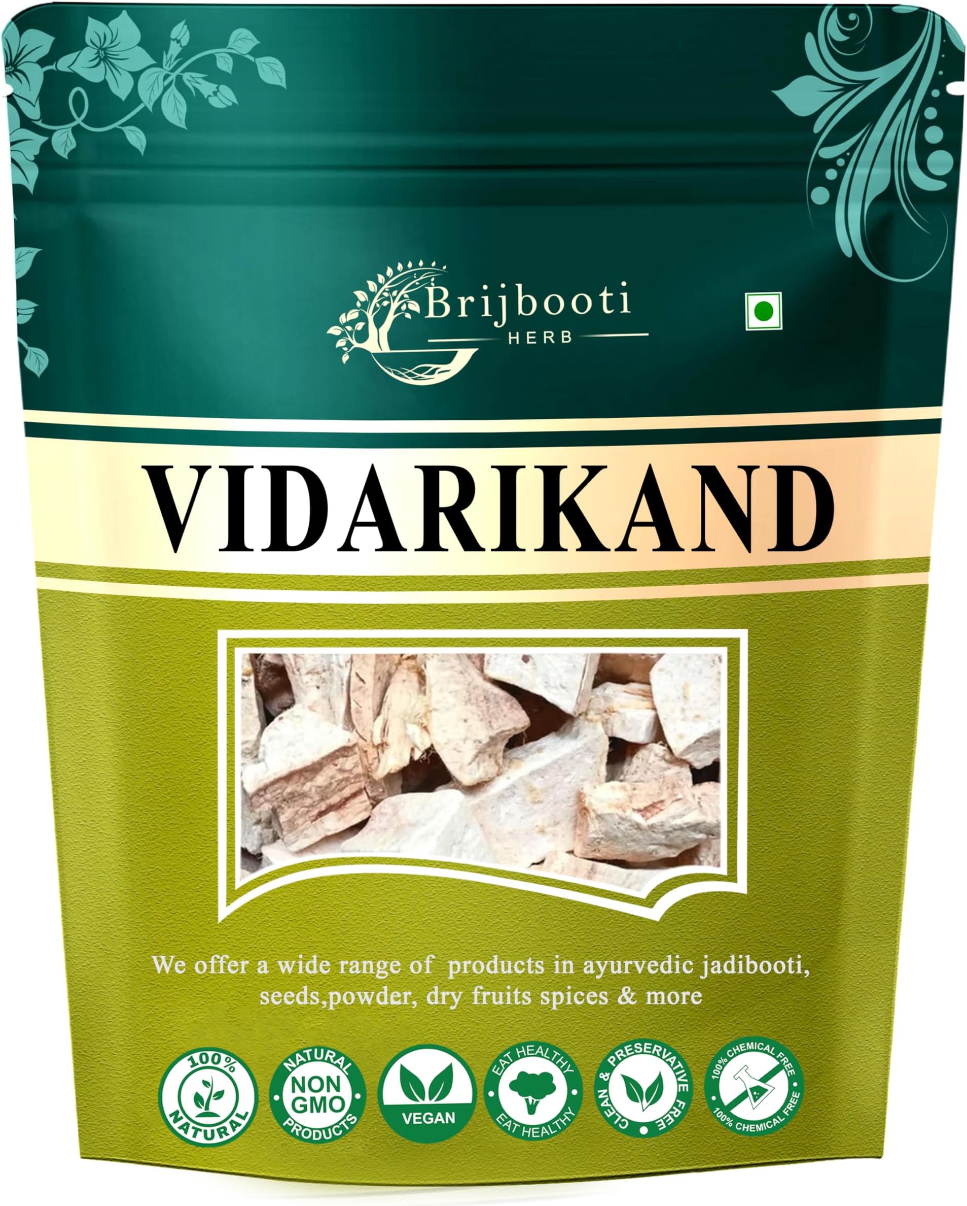 BrijBooti Vidarikand Herbal Kudzu -(100 Gr) | (Pueraria tuberosa) Bidharikand Indian Kudju