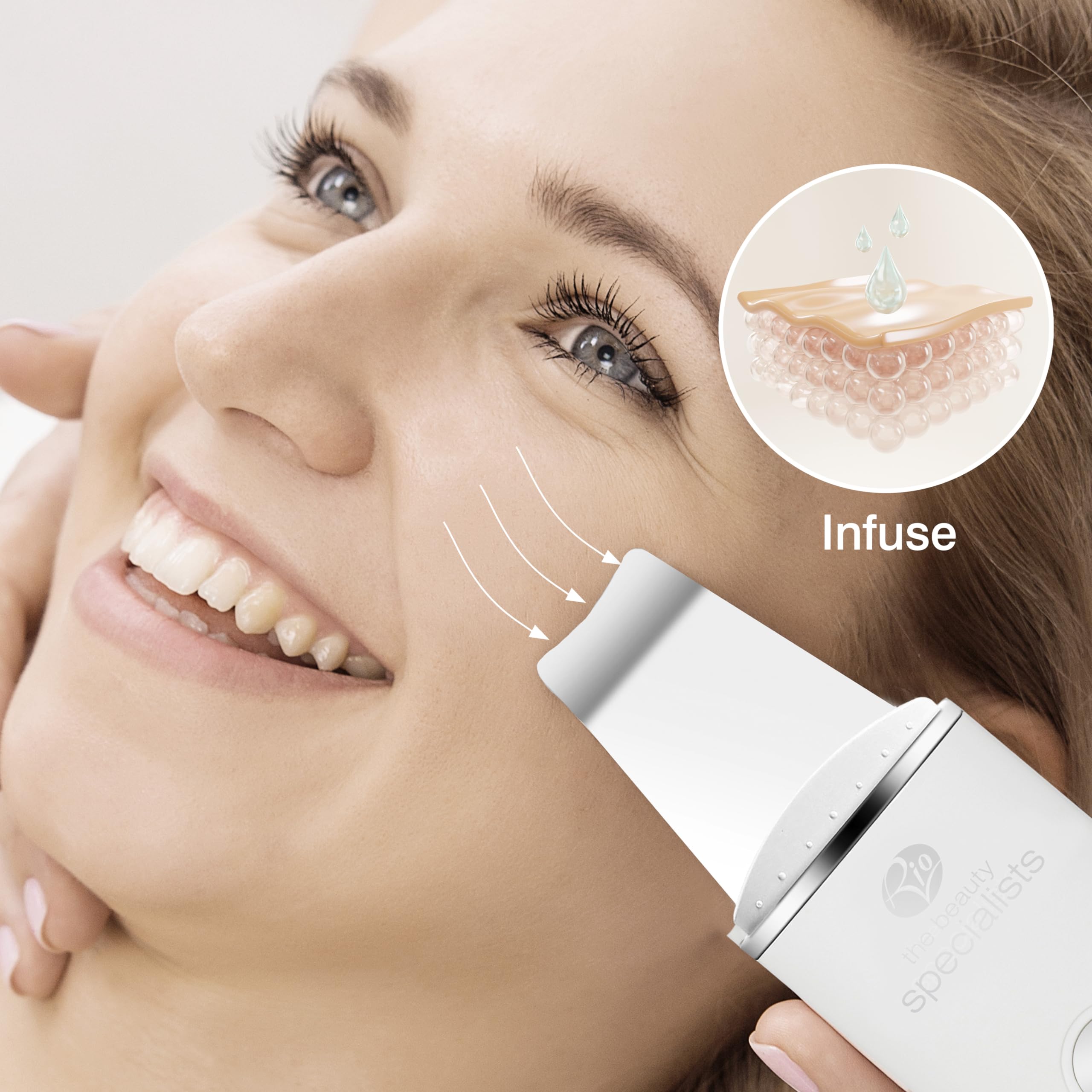 Rio Limpiador ultrasónico para la piel facial, exfoliante de piel, espátula para la piel, exfoliador de iones ultrasónico EMS, limpiador facial y eliminación de puntos negros