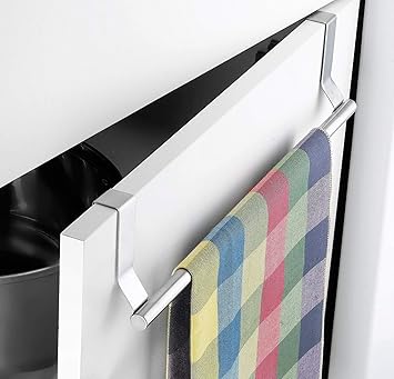 Unyks Star Stainless Steel Towel Bar Holder Cabinet Hanger Over Door Kitchen Hook Drawer Storage (Towel Holder for Kitchen)