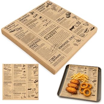 Deli Baking Paper for Basket Newspaper Look 25 x 25 cm Pack of 100