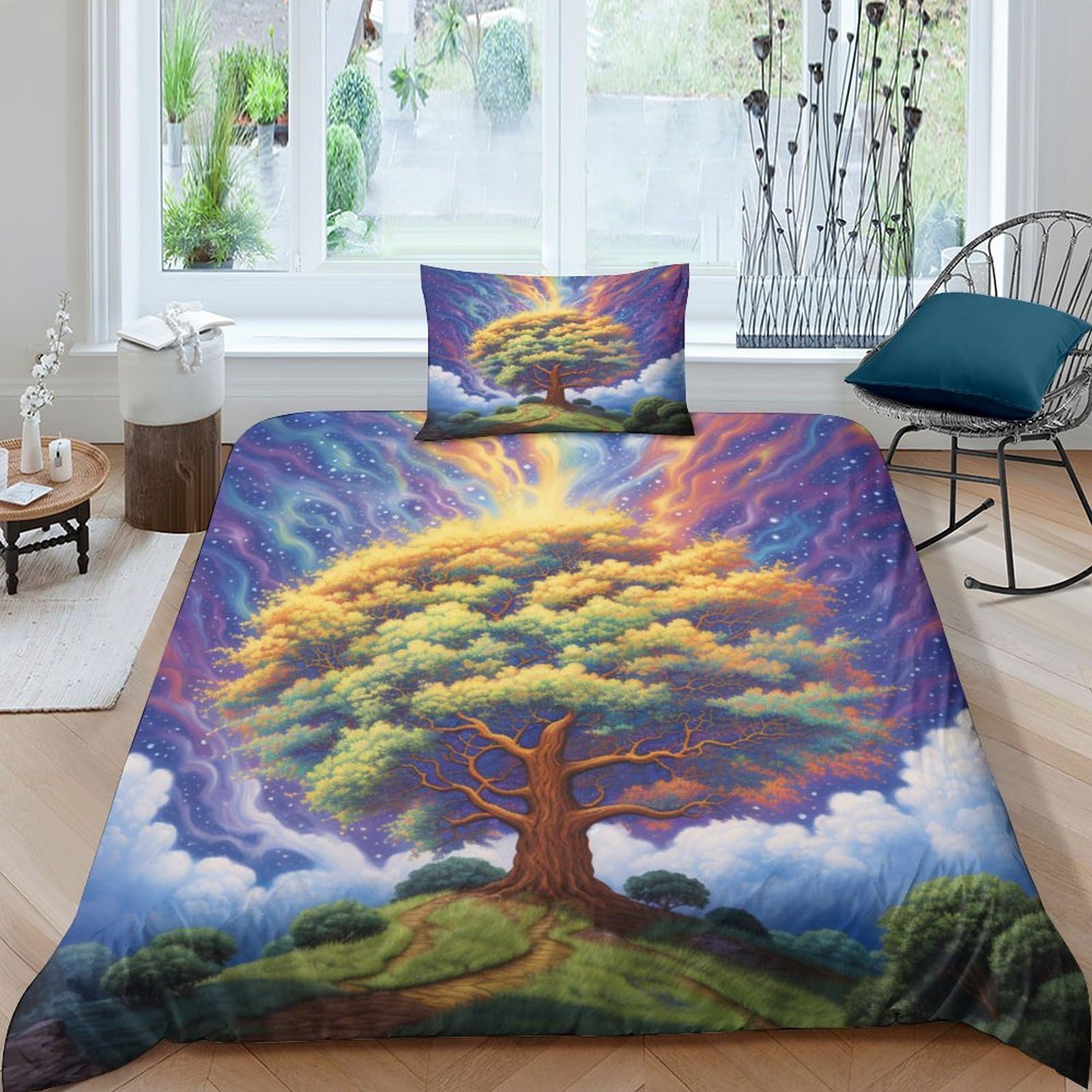 Housse de couette Arbre Arc-en-Ciel 3D oubliez les parures rêches avec ce lit microfibre doux