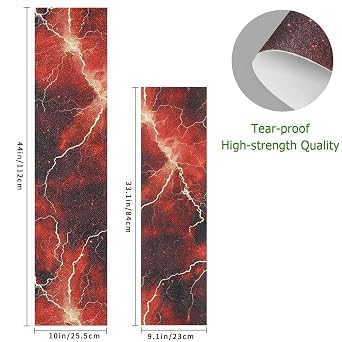 Bolaz Skateboard Grip Tape Sheet Design Deck Longboard Griptape Red Electric Lightning Non Slip Tape Waterproof Sandpaper Scooter 33 x 9