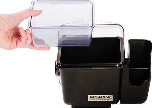 San Jamar BD2002CAR - Centro de decoración de cúpula pequeña con bandeja refrigerable y carrito para mano derecha (1 cuarto de galón, negro, NSF)