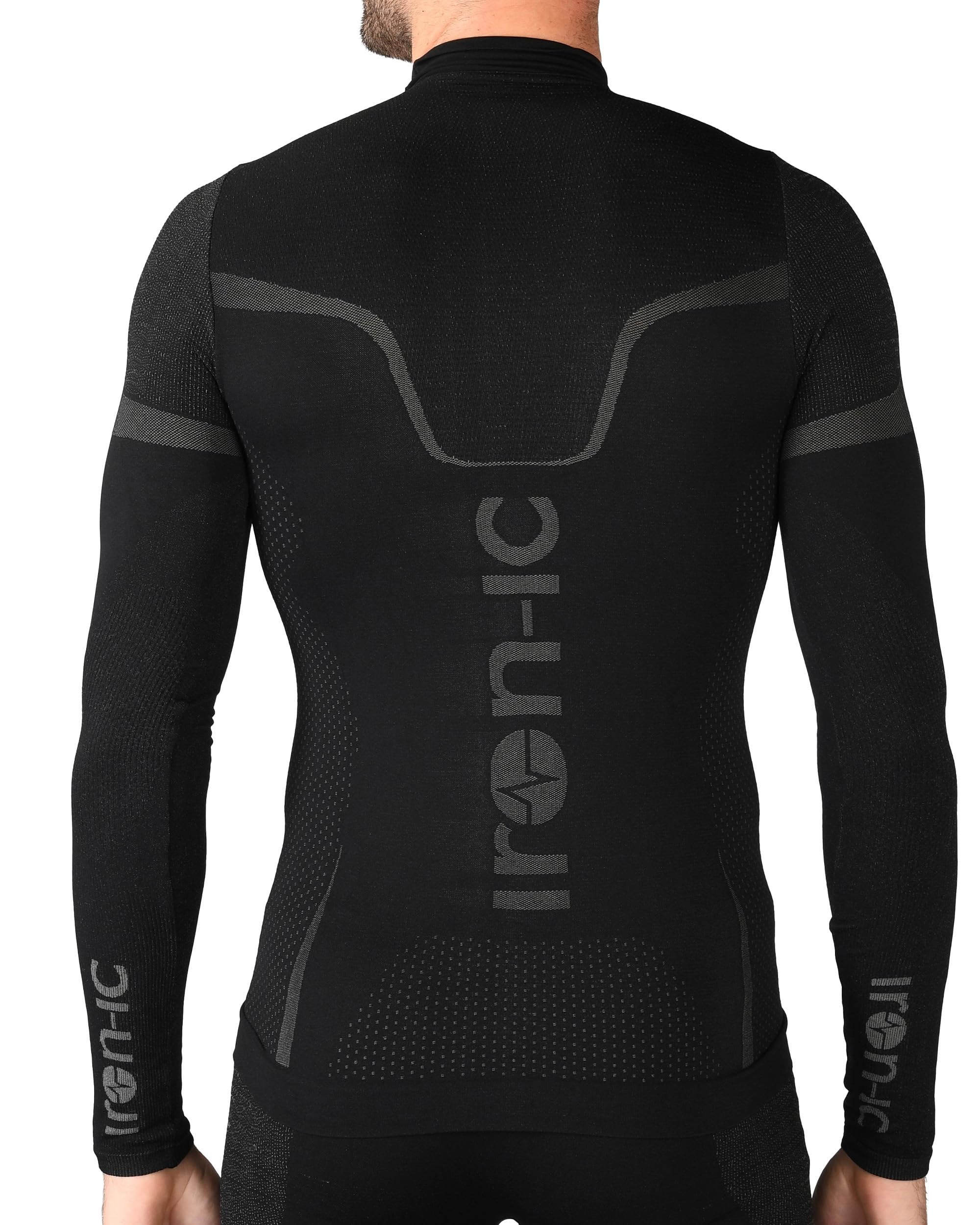 Iron-Ic - T-Shirt Uomo Maniche Lunghe Thermic Seamless con Struttura Antivento Traspirante - Fitting Slim Compression - Art. 201664