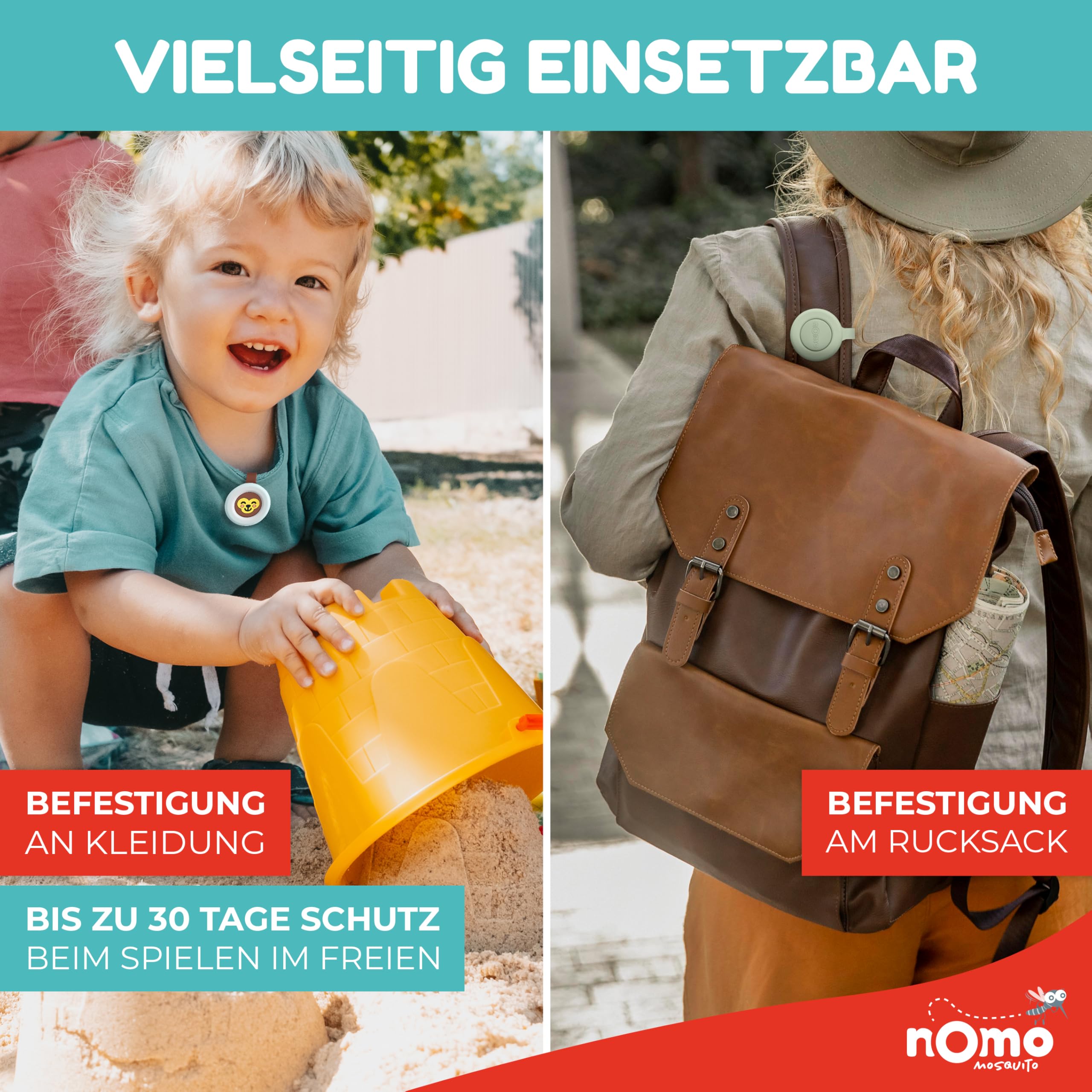 Anti Mücken Clip • Rein pflanzlicher Mückenschutz für Baby & Kinder • Insektenschutz Clip gegen Mücken, Moskito & Insekten • 30 Tage Wirkung • BPA-frei & ohne DEET