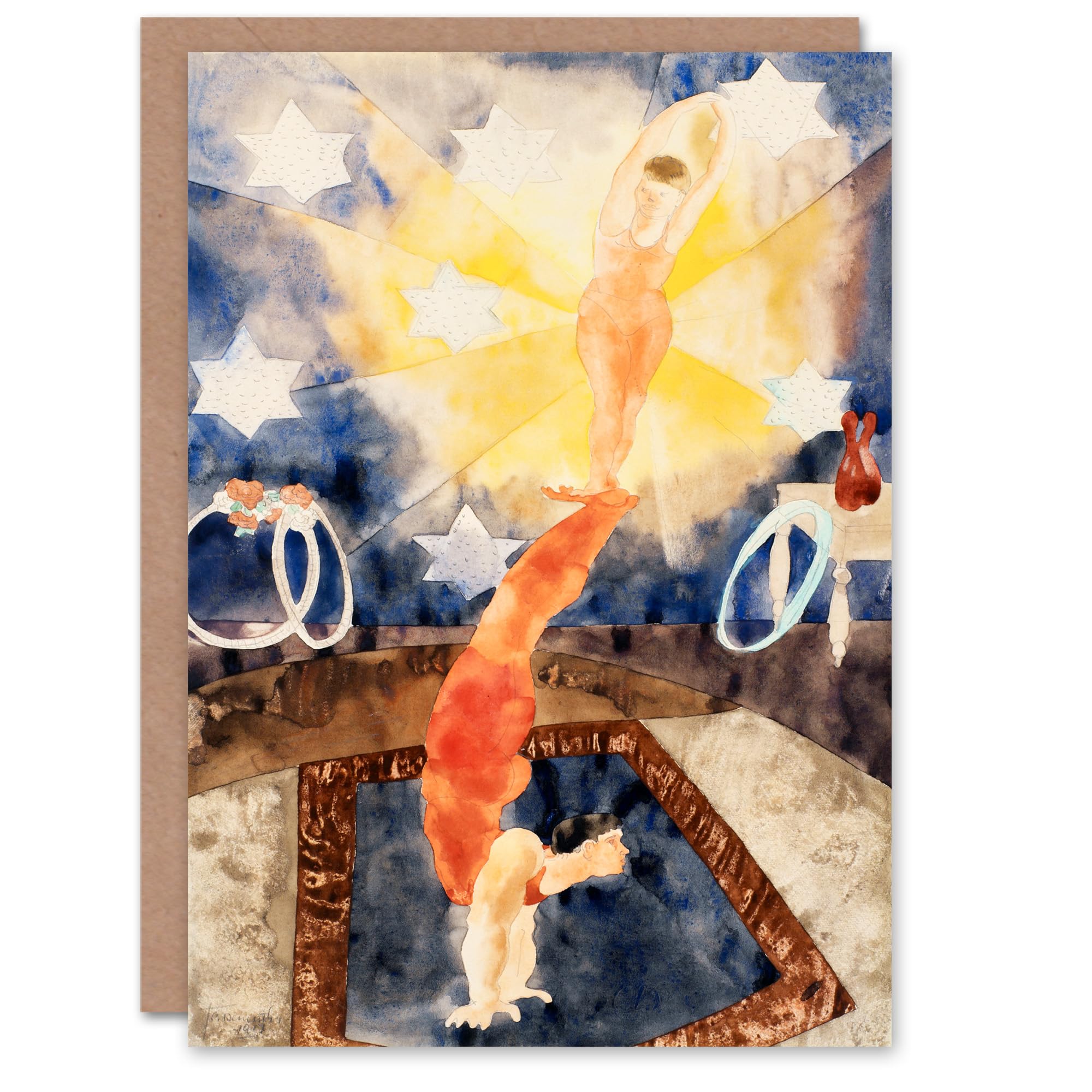 Artery8 Charles Demuth Art Card Two Acrobats in Red Tights
