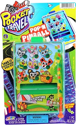 JA-RU Mini juego de pinball de bolsillo (1 juguete) juguete de arcade de mano para niños. Juegos clásicos retro de mesa y juguetes vintage. Cesta de