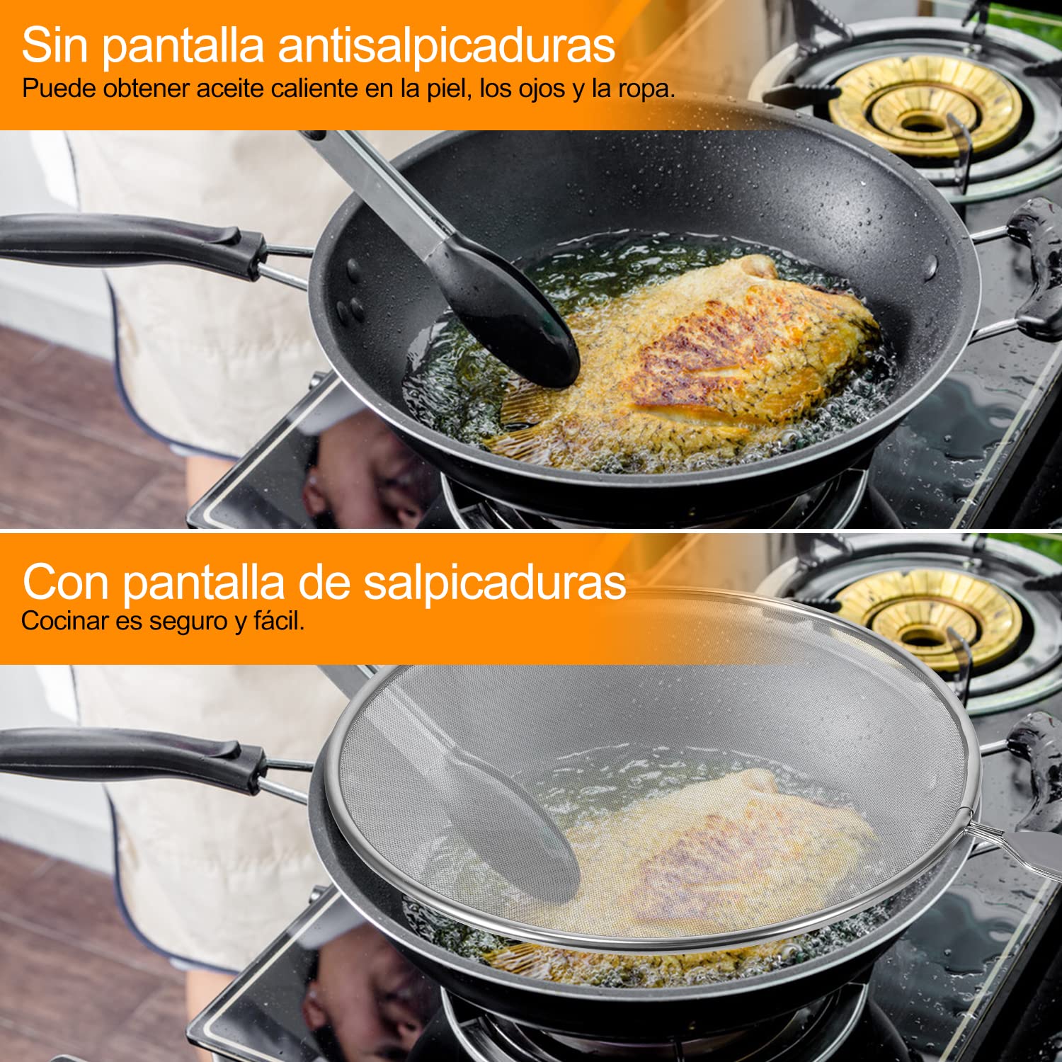 Fostoy Juego de 3 Tapas de Malla Antisalpicaduras,Protector de Pantalla antisalpicaduras de Acero Inoxidable Ultrafina de Acero ara Muchas ollas, sartenes, Tapa a Prueba de Aceite