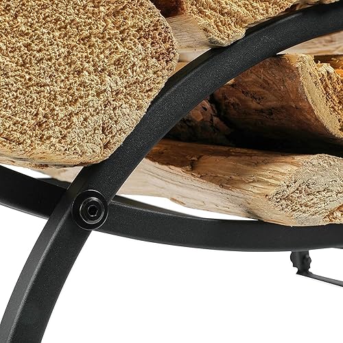 Miniatura 4 de Juvale Estante curvo de leña de 3 pies para interior y exterior (negro)