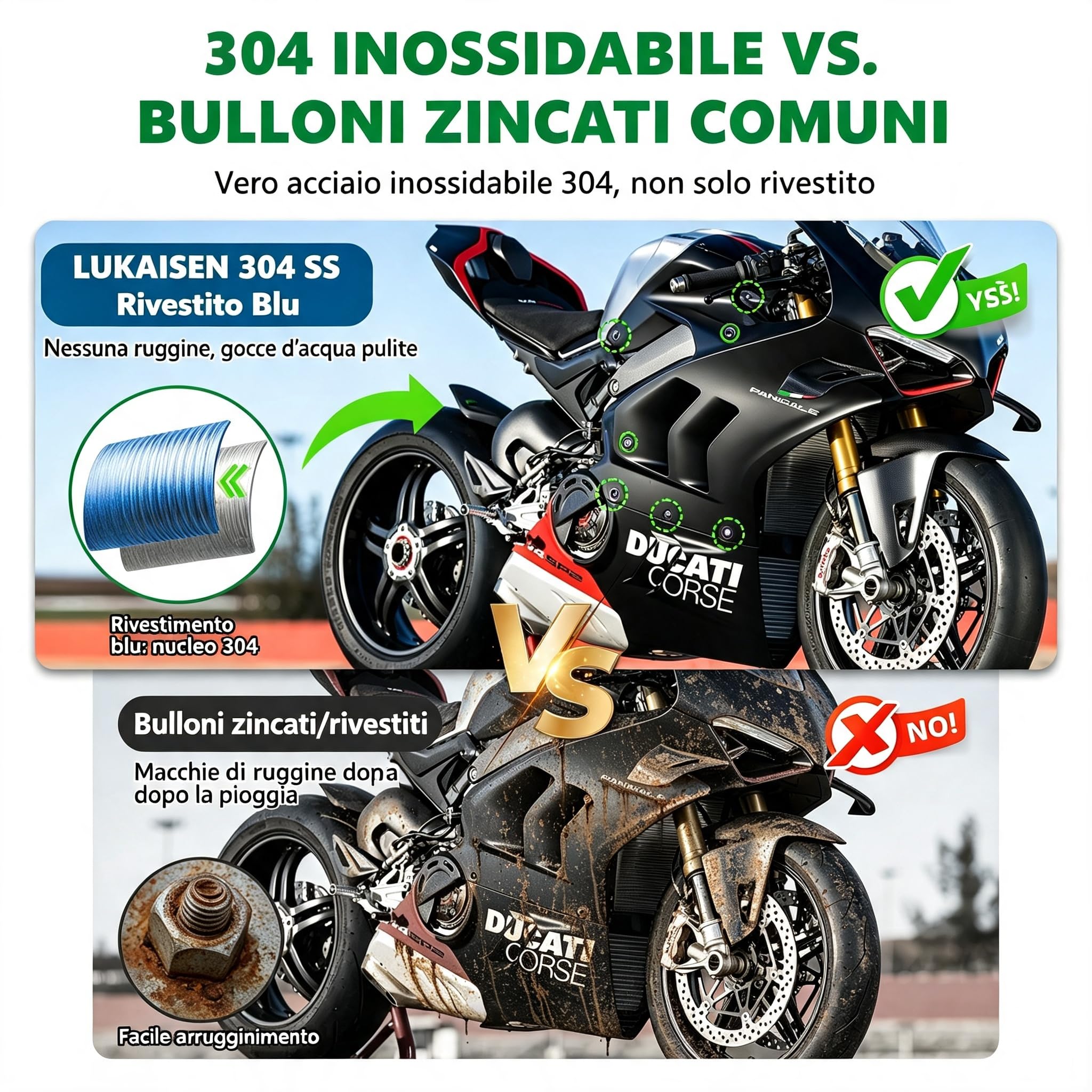Kit di 207 bulloni per carenatura moto, assortimento di hardware in acciaio inossidabile 304 zincato blu, viti a testa esagonale M5 M6 con clip, dadi e rondelle in nylon per carrozzeria