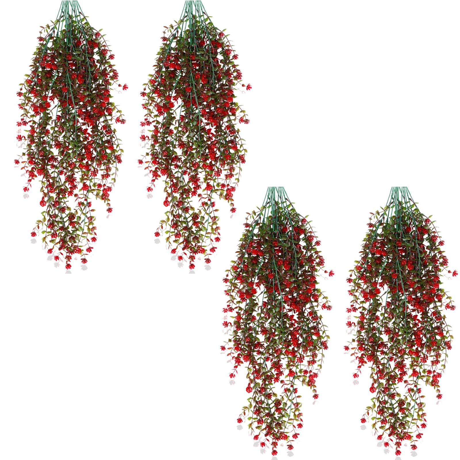 Xinsheinelry 4pcs Realistic Hanging Eucalyptuses Silk Flower Weather Proof Perfect for Kitchen Backyard Wedding Party Indoor Hanging Eucalyptuses Garlands