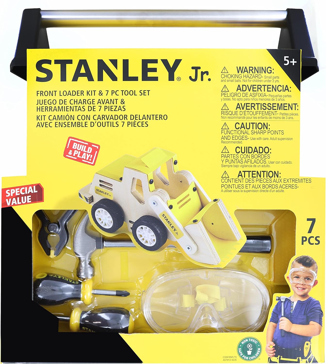 RED TOOLBOX Stanley Jr. 7 Piece Tool Set | Real Tools for Kids
