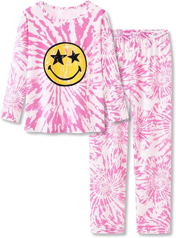 Girls Long Sleeve Pants 2 Piece Trendy Print Pajama Set Size 6-18