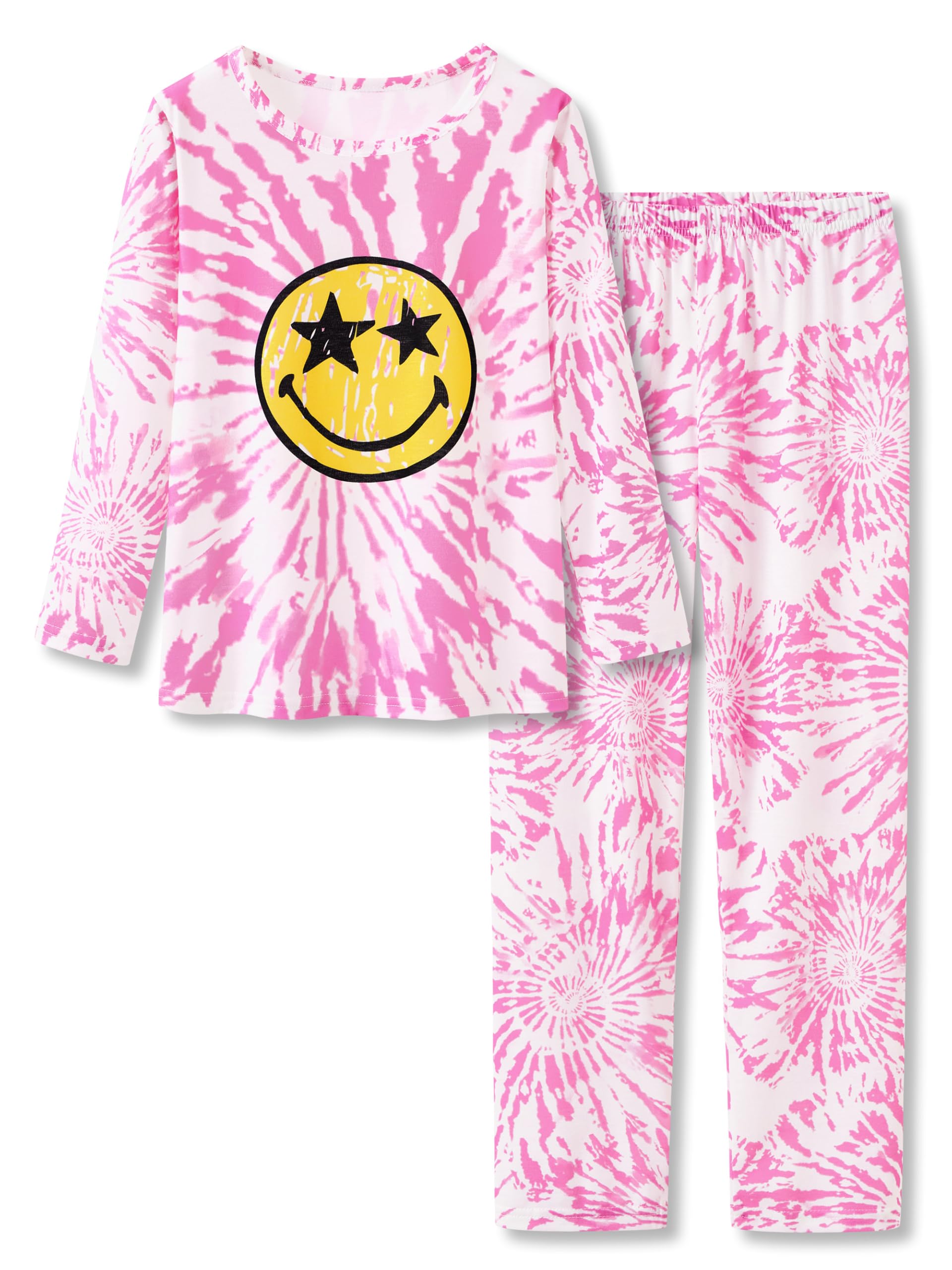 Trendy Tie Dye Spiral Pajamas for Girls 2-Piece Soft Long Sleeve & Pants PJ Set Jammies Size 6-18