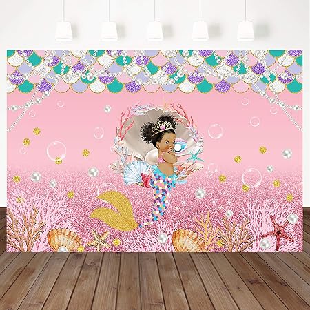 Amazon Com Mocsicka Mermaid Princess Backdrop Under The Sea Mermaid Background 7x5ft Vinyl Pearl Pendant Mermaid Scales Newborn Baby Shower Girl Birthday Party Decoration Banner Background Camera Photo