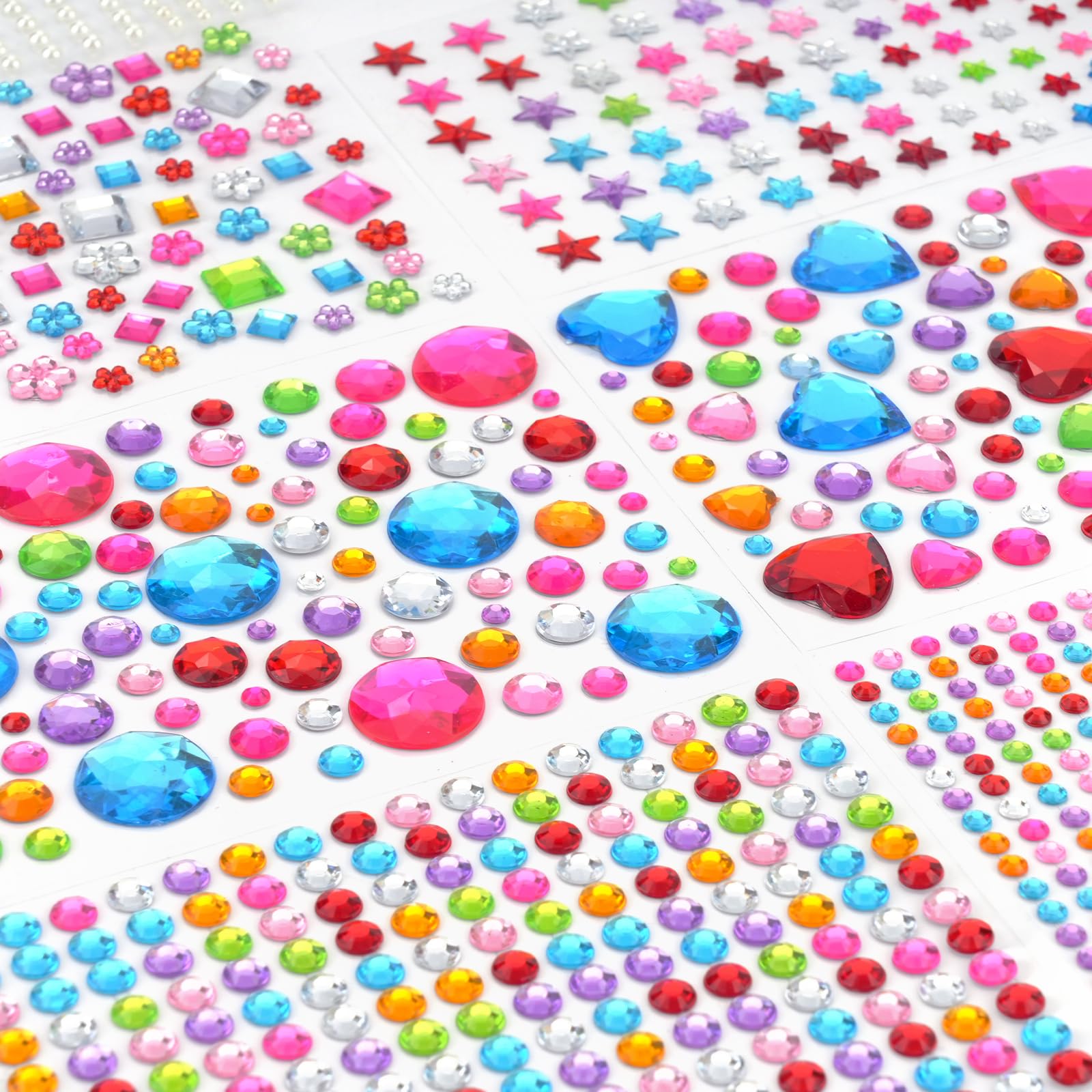 11 Sheets Gem Stickers, 2317 Pcs Self Adhesive Rhinestone Stickers for Crafts, Assorted Jewel Stickers and Sticker Gems for Scrapbooking, Card Making,