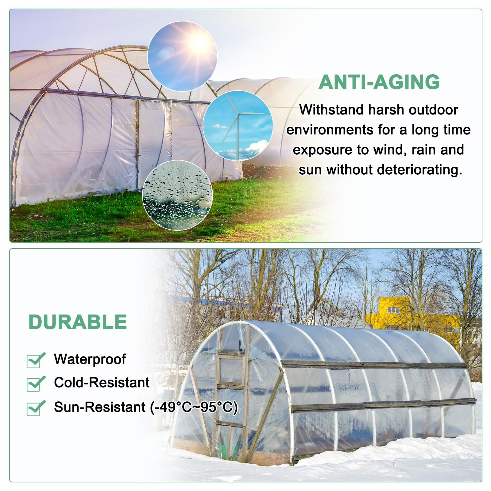 M METERXITY Greenhouse Plastic Sheeting Tape, 6Inch x 164Feet Greenhouse Repair Tape - Image 2