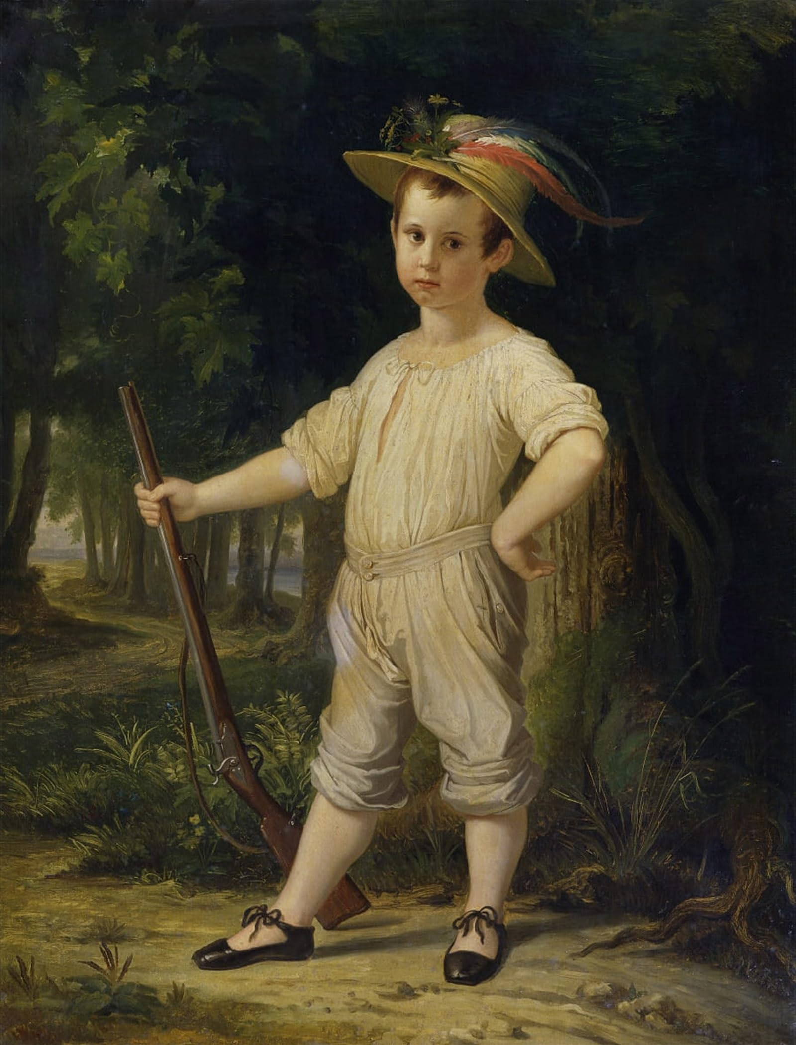 Artxlxxbn No Frame Famous Painting Canvas Artwork Graffiti Print The Little Farmer By Wilhelm Von Kaulbach Portrait Canvas Image For Home Decor 60X90cm
