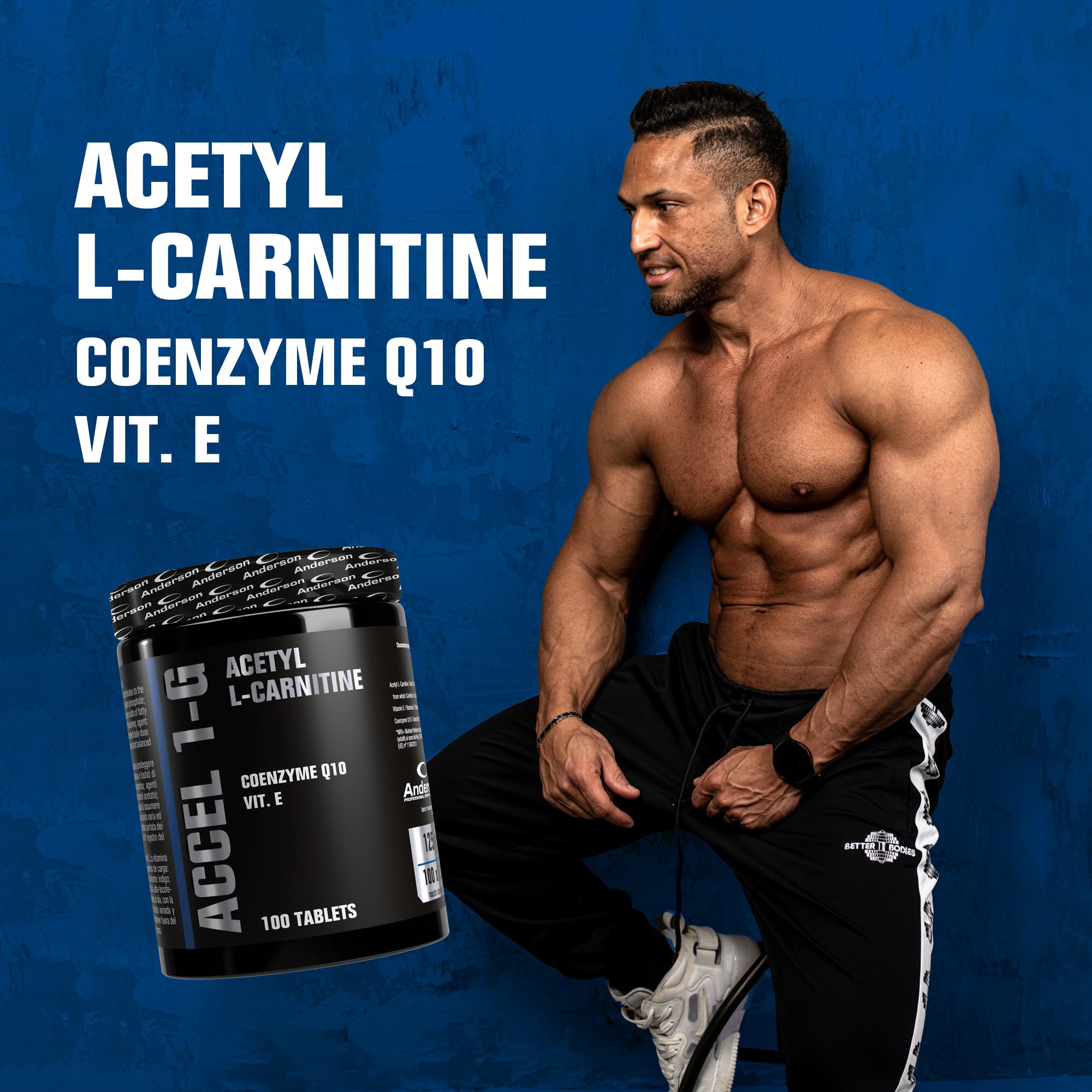 INTEGRATORE ANDERSON ACCEL 1-G ACETIL L CARNITINA TERMOGENICO ENERGETICO DIMAGRANTE BRUCIAGRASSI BURN 100cpr