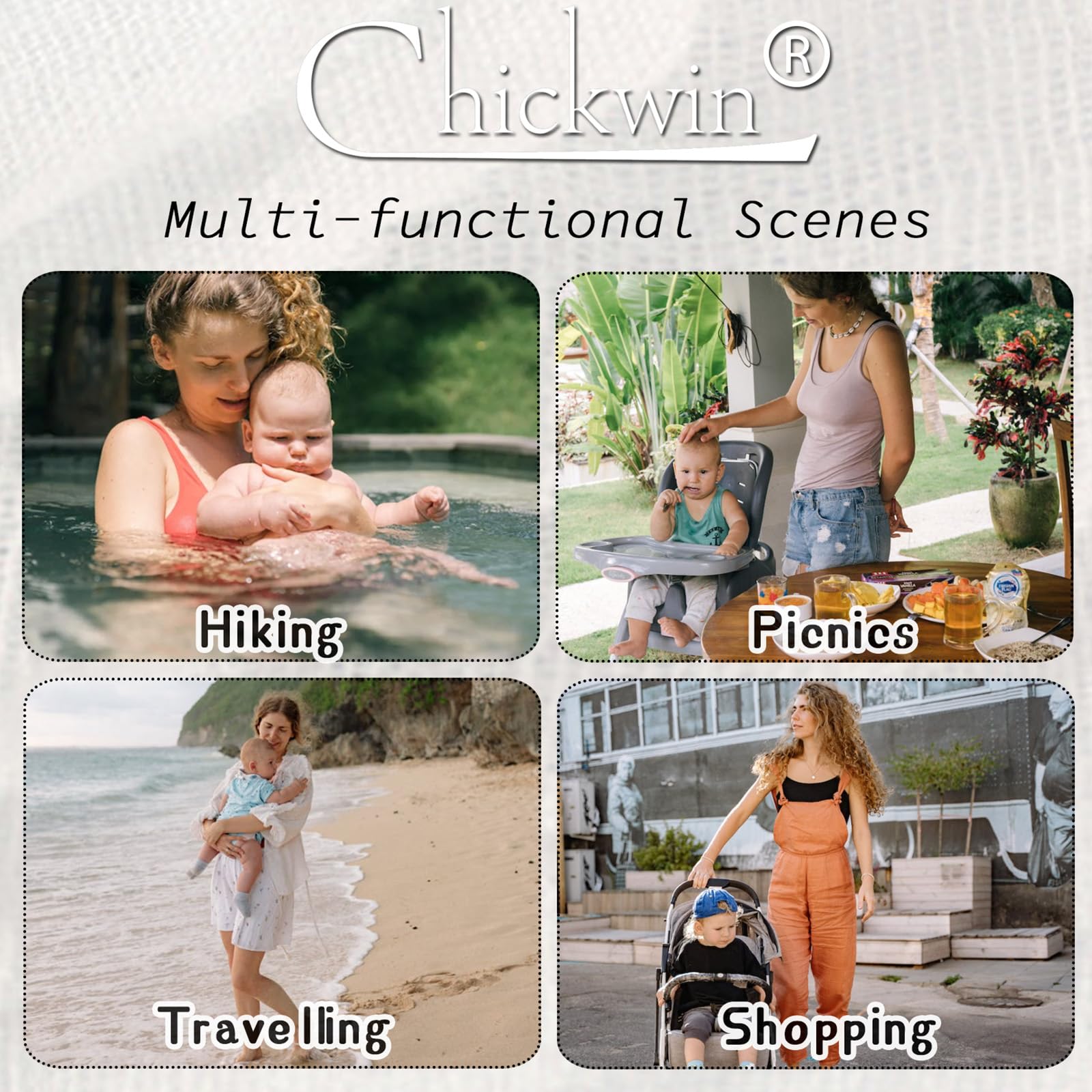 Chickwin Borsa Zaino Fasciatoio Neonato, Borsa Pieghevole per Culla, Moda Zainetto Fasciatoio Grande Multifunzione Borsa Bebè con Fasciatoio Portatile,per Mamma e Tata (Nero)
