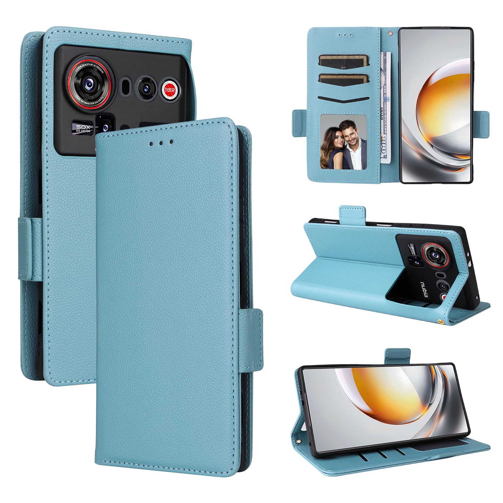 Etui z klapką do Z80 Ultra Stand Magnetyczne Zamknięcie, Teksturowane Skórzane Etui Folio do ZTE Nubia Z80 Ultra(2)