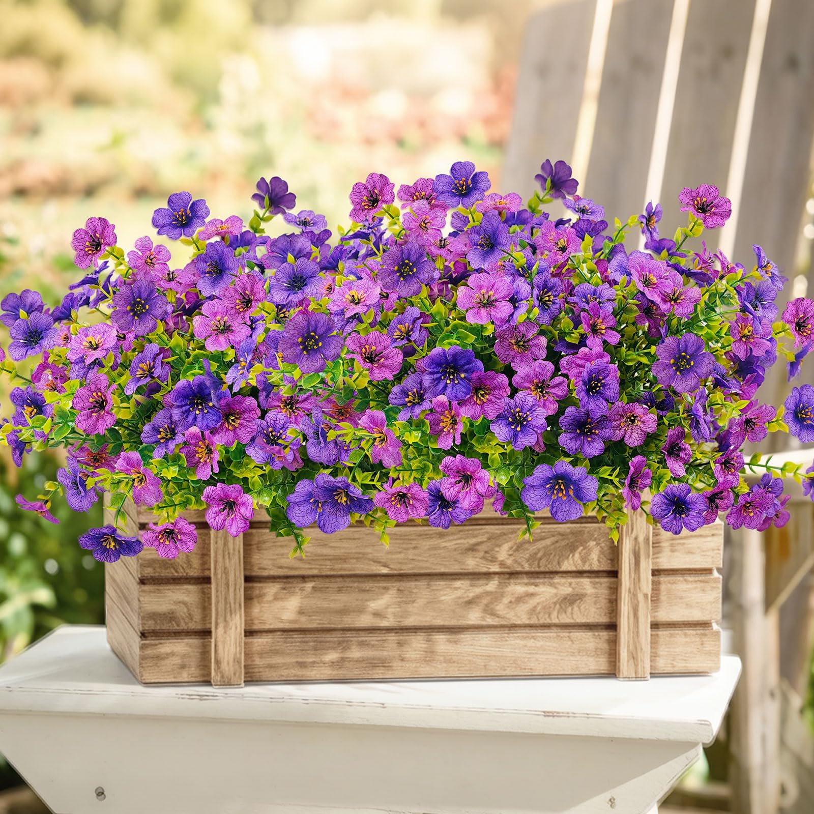 YMIFEEY 8 Stück Künstliche Blumen für Innen Draußen, Kunstblumen Balkonpflanzen Kunstpflanze Outdoor Wetterfest, Balkonpflanzen Balkon Blumen UV-beständig für Garten Terasse Deko