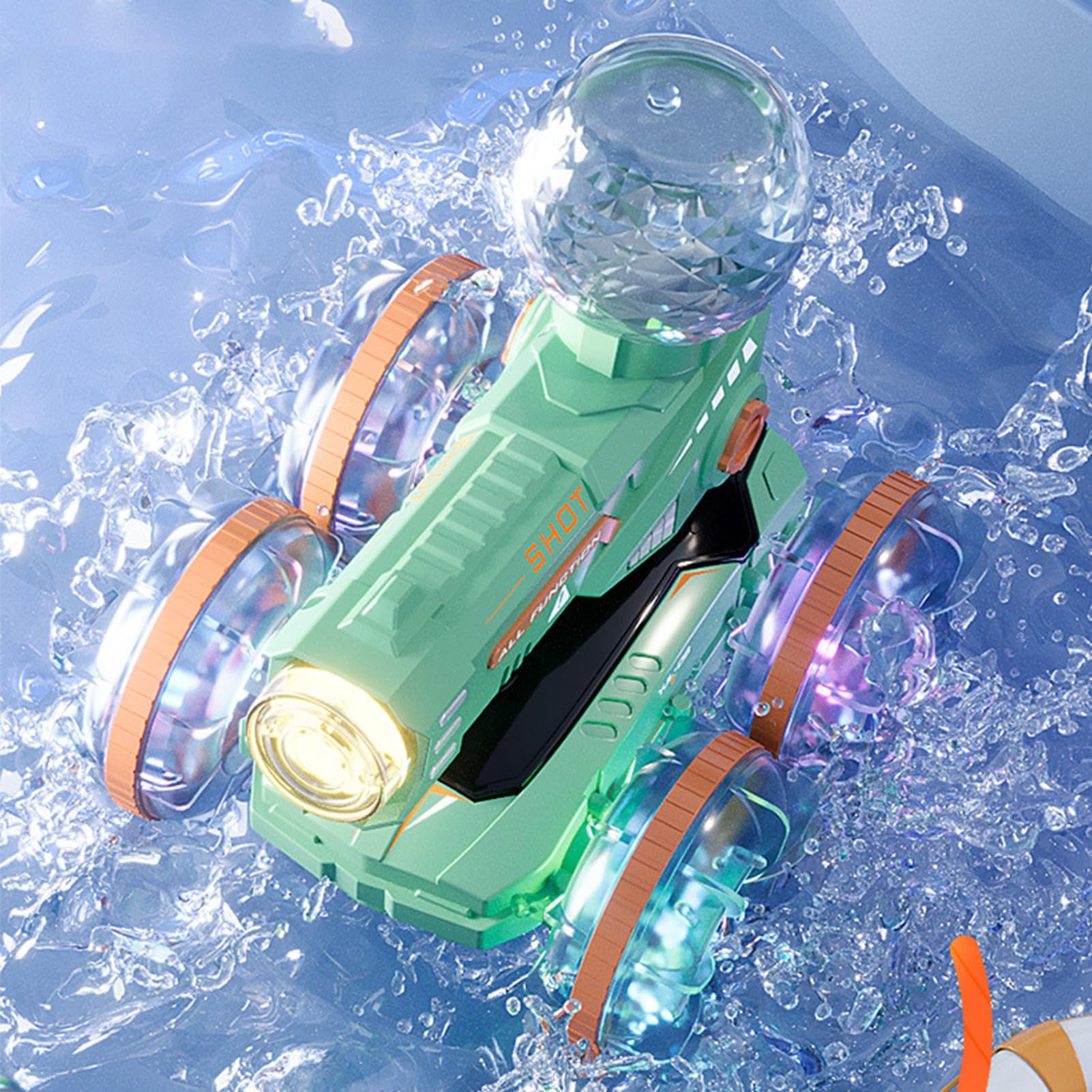 Auto Telecomandata Spruzzatore D'Acqua A Lungo Raggio LED | Giocattolo Da Corsa RC Per Terra E Acqua Per Spiaggia Piscina Corse Scontri In Giardino Drifting Indoor Rock Crawling Gare