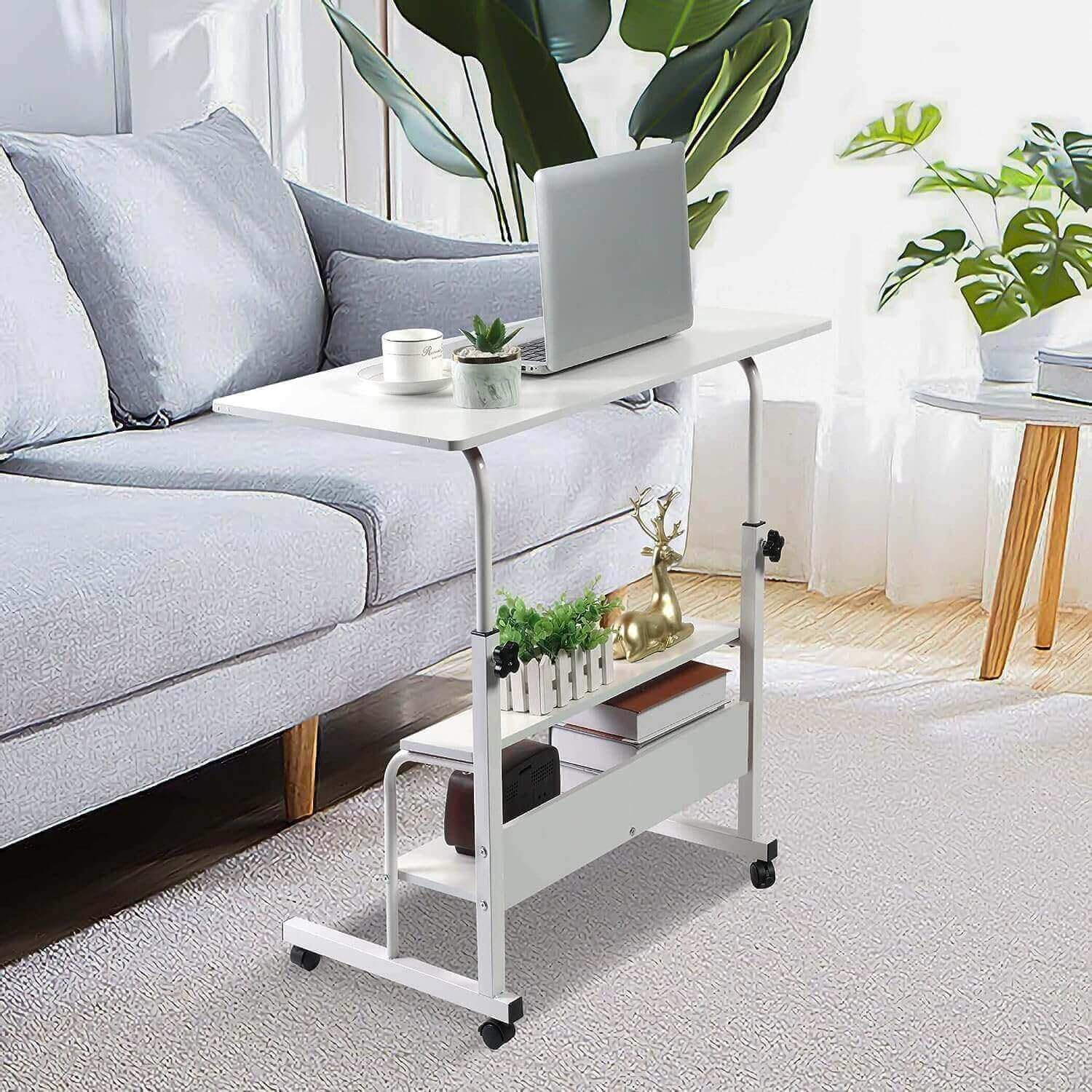 Standing Desk Height Adjustable, Stand up Desk, Easy Lift Height Computer Workstations,Home Office Study Room Portable Small Table White