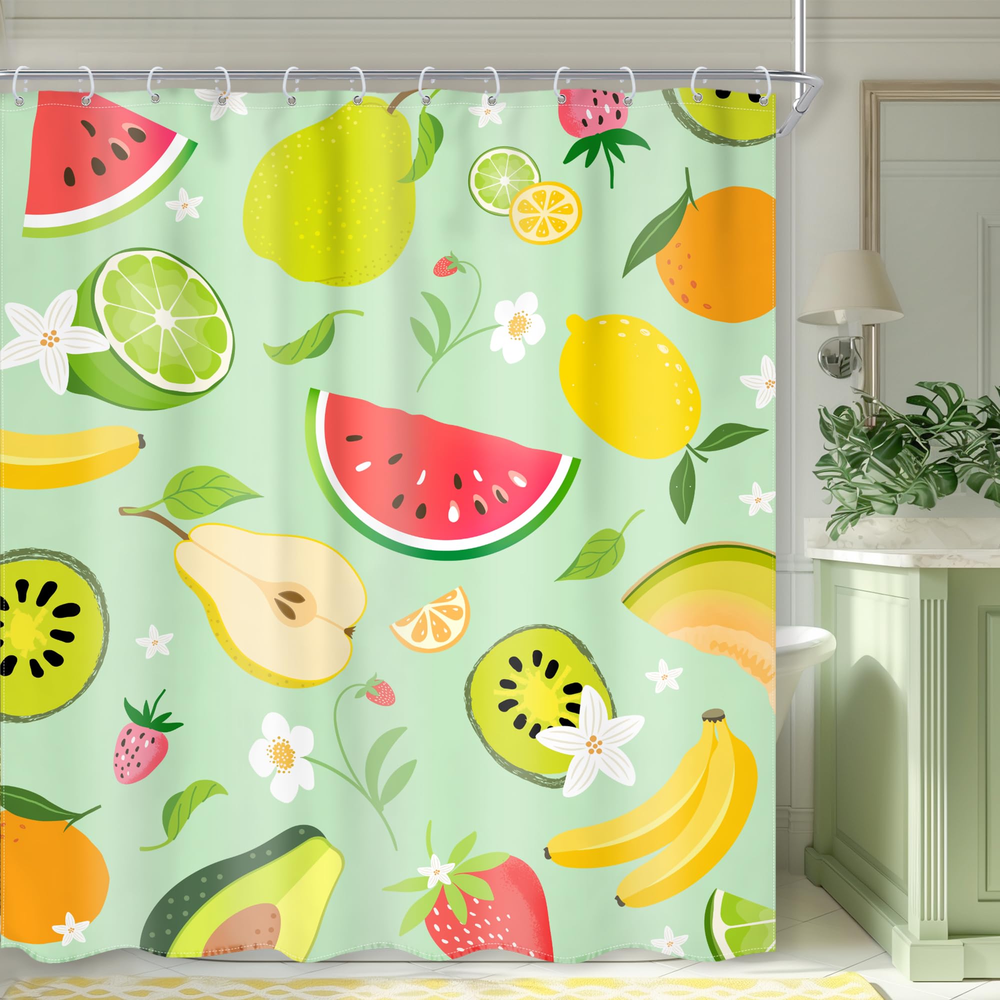Cute Rainbow Shower Curtain for Girls - Pink Bathroom Set -10