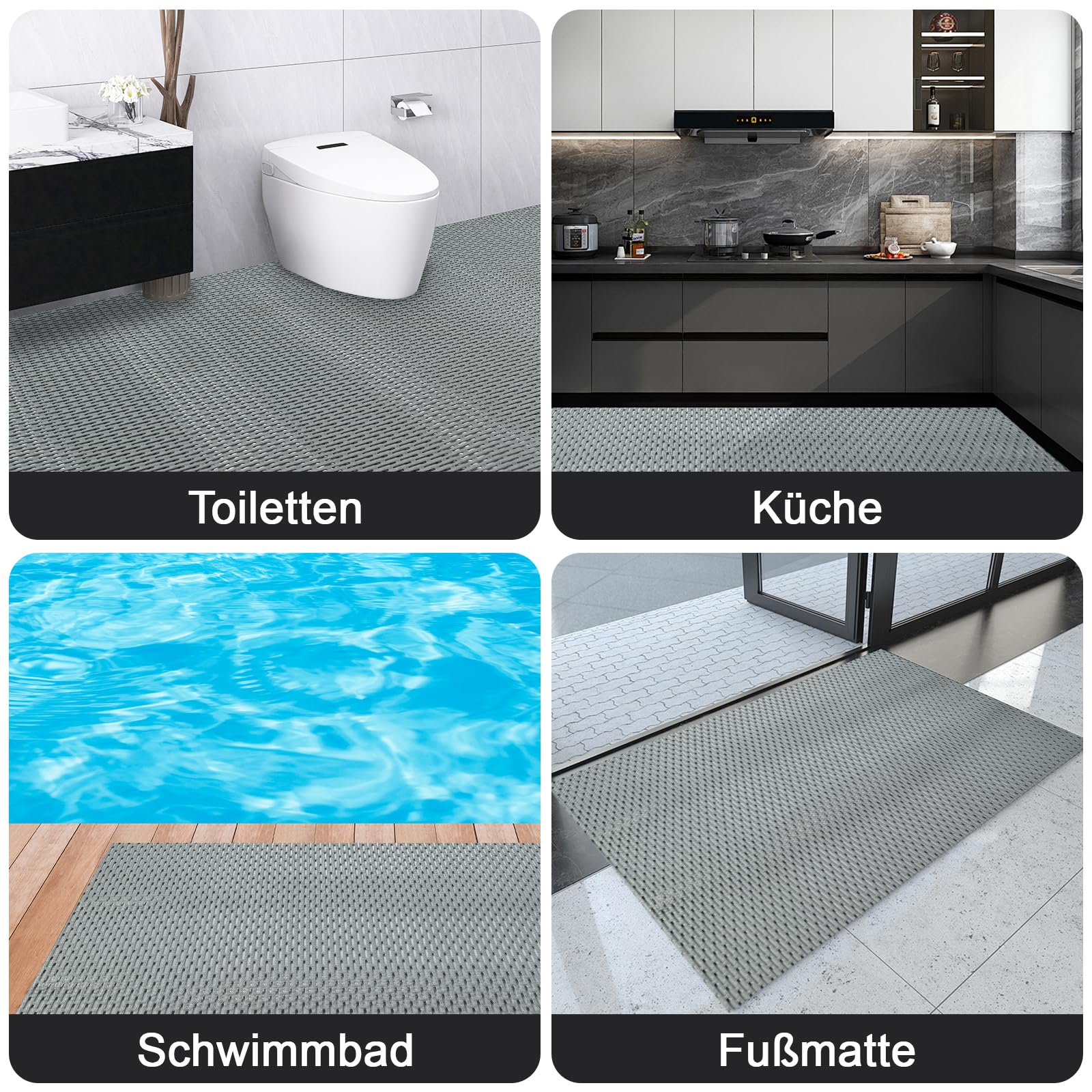 tonchean Tappetino per drenaggio, antiscivolo, per ambienti bagnati, drenaggio, 90 x 300 cm, in PVC, per esterni, antiscivolo, spessore 5 mm