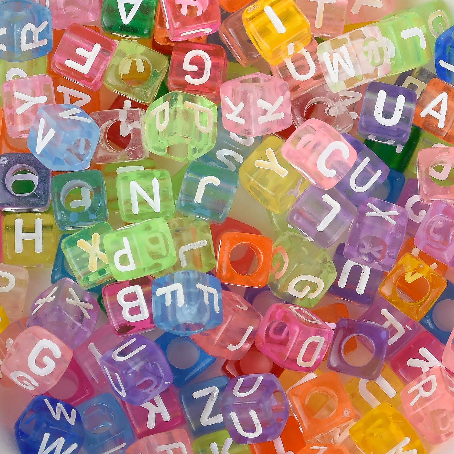 Multi coloured acrylic cube letter beads 6mm, 100pcs/lot