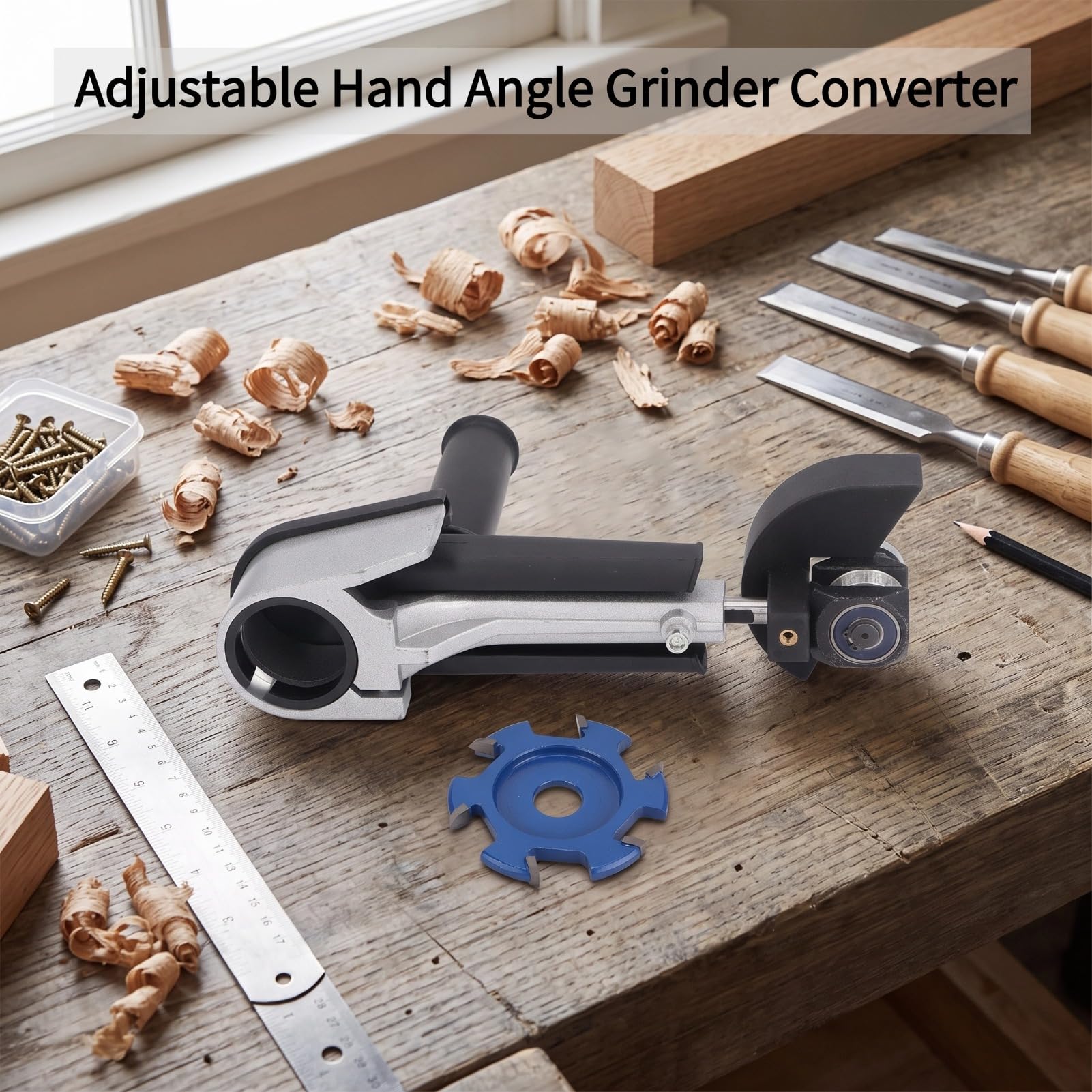 Ensemble de Convertisseur de Meuleuse D'angle Opération Facile pour la Sculpture de Fente D'adaptateur de Machine à Découper, Matériaux Durables, pour le Bricolage de Menuiserie