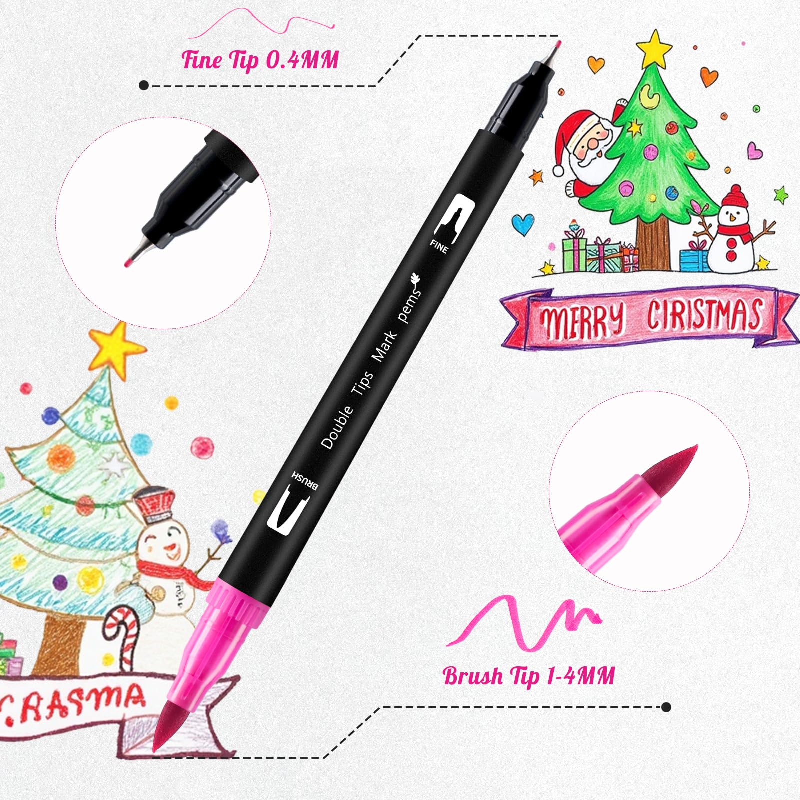 48 Colours Colouring Pens,Dual Tip Marker Pens Washable Brush Tip Felt Tip Pens Water-Based Markers for Adult Kids Scrapbooking Colouring Drawing Sketching Calligraphy Good Valentine's Day gifts - Image 3