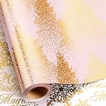 MAYPLUSS Christmas Wrapping Paper Roll, 17 Inch X 16.5 Feet Gift Wrapping Paper Featuring Gold Tree Reversible Snowflake Merry Christmas Thick Wrap Paper for Holiday Party New Year Kids