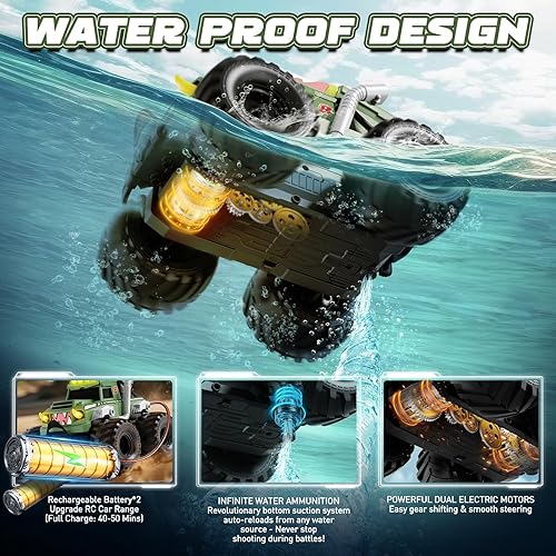 Miniatura 3 de Auto a control remoto, camión monstruo impermeable, autos RC para niños, 118, anfibio 4WD todo terreno, camiones de juguete, regalo de cumpleaños de