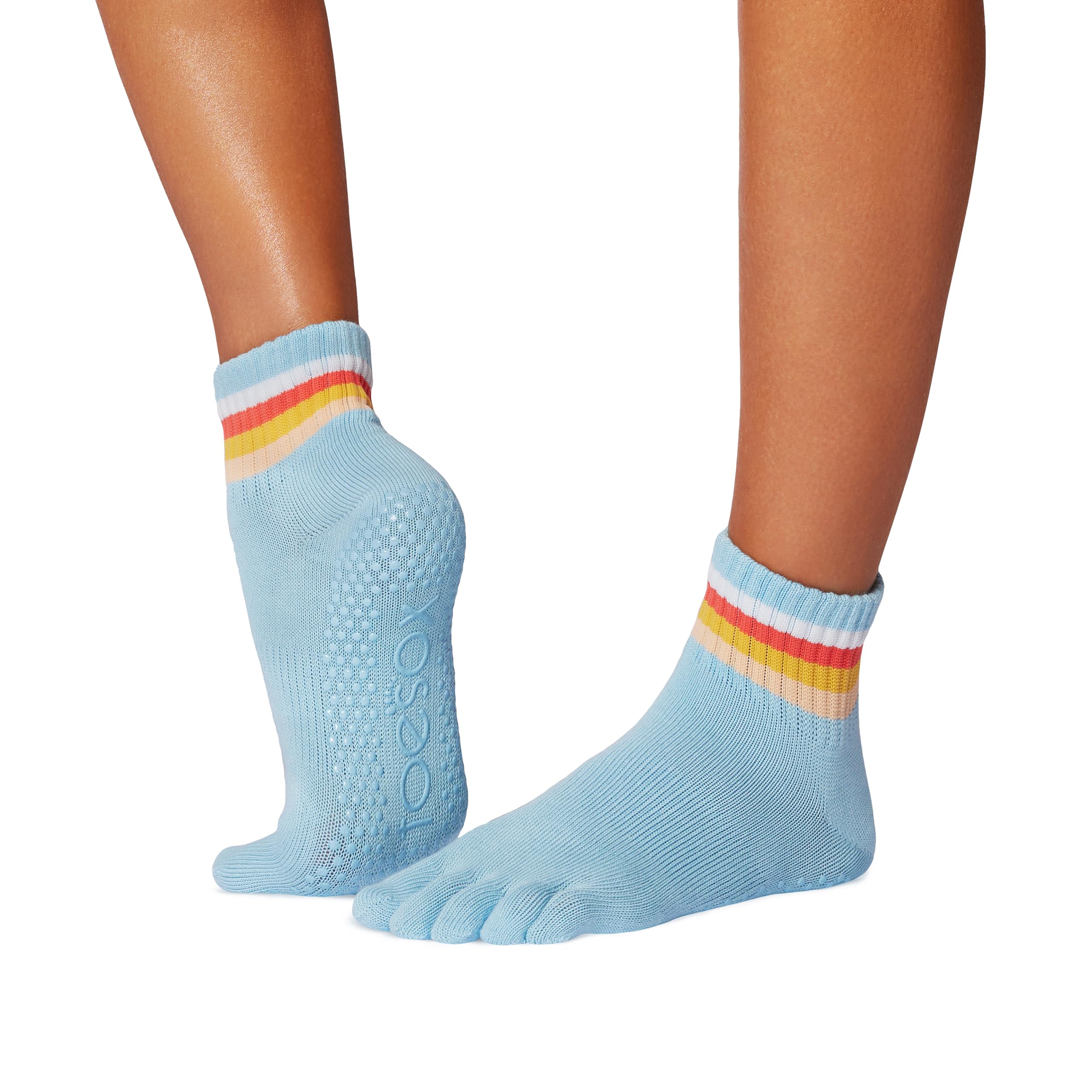 Toesox Unisex Vibrancy Grip Full Toe Socks – Women's Toe Socks For Yoga, Pilates, Barre & Studio Workouts, Small