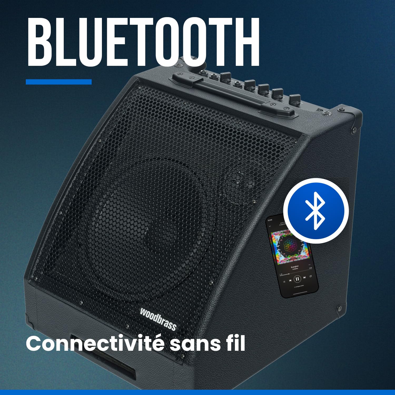 Woodbrass D30BT Amplificatore per Batteria Elettronico - Amplificatore Bluetooth 30W ideale per Batterista principiante, Amatoriale, Pro - Potente, Robusto, Pan inclinato: perfetto per giocare a casa