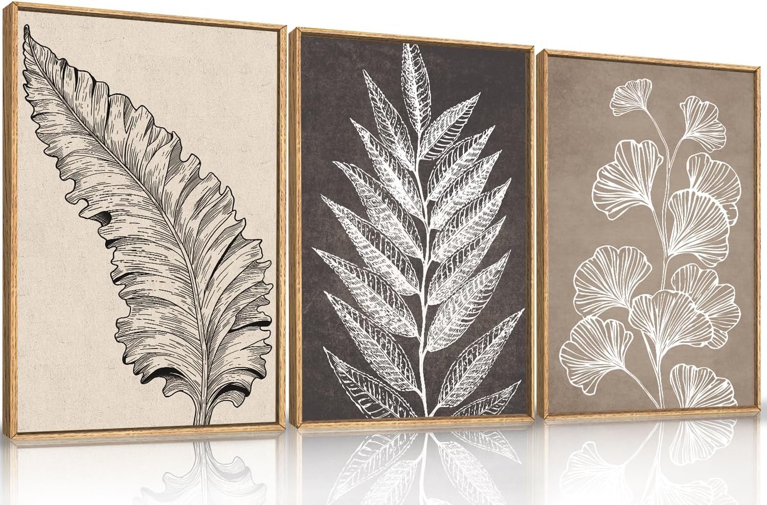 TOARTi Sage Green Leaves Framed Canvas Wall Art Set, Nature Boho Botanical Wall Decor, Modern Minimalism Leaf Wall Painting,Mid Century Plant Art Prints for Living Room Bedroom Farmhouse 12x16inchx3 — view 34