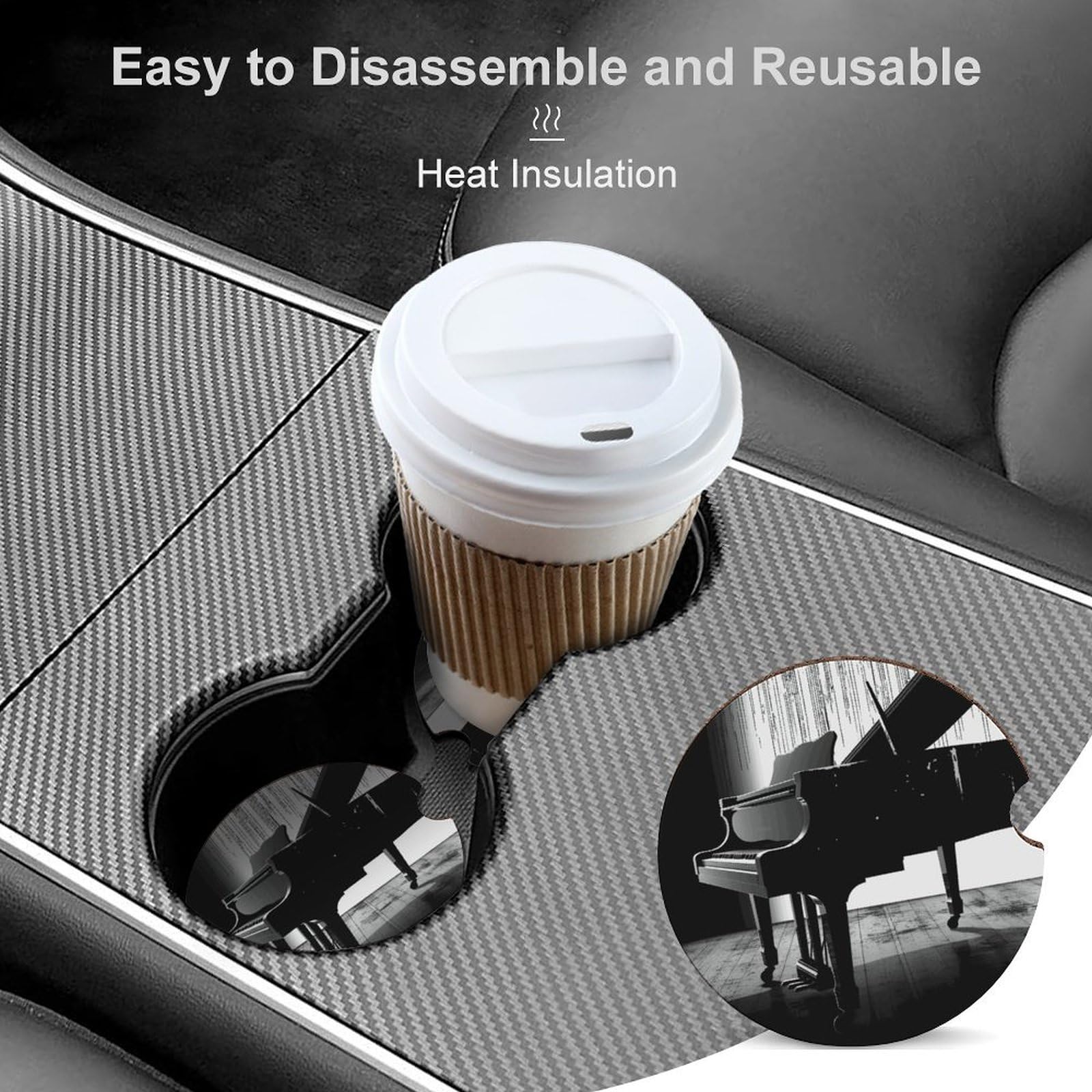 2 Sottobicchieri Auto In Silicio Antiscivolo Universali – Inserti Per Portabicchieri Auto, Lavabili E Resistenti, Accessorio Interno Auto (Nero)
