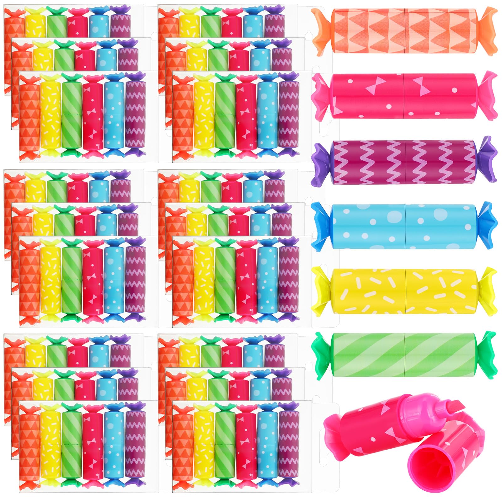 Photo 1 of 144 Pcs Mini Highlighters Bulk, 6 Colors Candy Shaped Pastel Highlighter Pens, Cute Chisel Tip Marker Pens for Candy Party Favors, Exchange Gifts, Goodie Bag Stuffers & Teacher Prizes (Geometry)