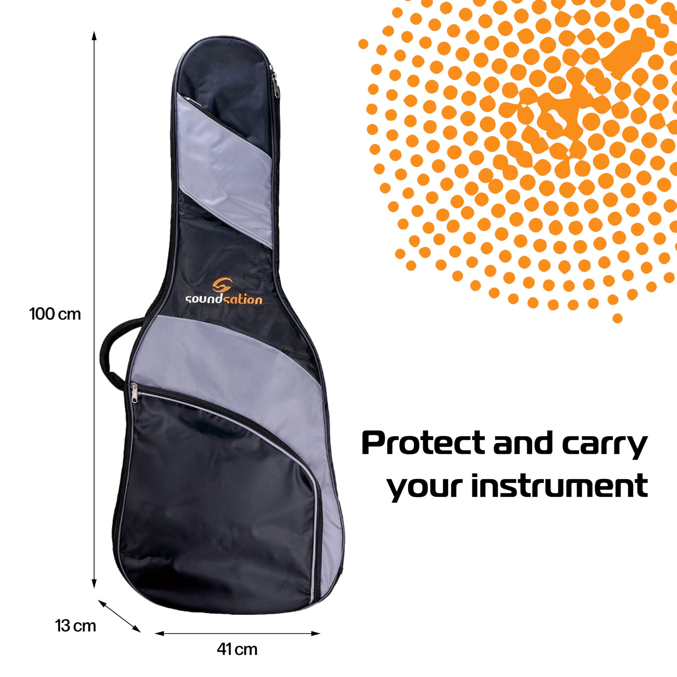 Soundsation PGB-5 CG Custodia per chitarra classica 3/4, 100 x 41 x 13 cm, nero/grigio