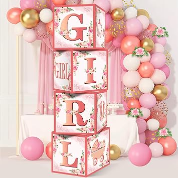 Aodocuto Floral Its a Girl Baby Shower Decorations Balloon Gift Boxes