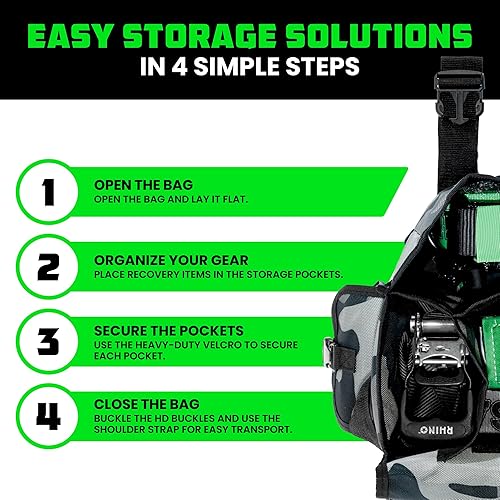 Miniatura 5 de Rhino USA Bolsa de almacenamiento para equipo de recuperación (CAMO) bolsa de kit de recuperación definitiva para organización en tu vehículo. Úsalo
