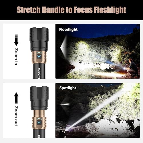 Miniatura 3 de SKYFIRE Rechargeable Flashlights High Lumens with Ignition Lens&White Yellow Blue Light,5000mAh LED Super Bright Flashlight,Zoomable,4
