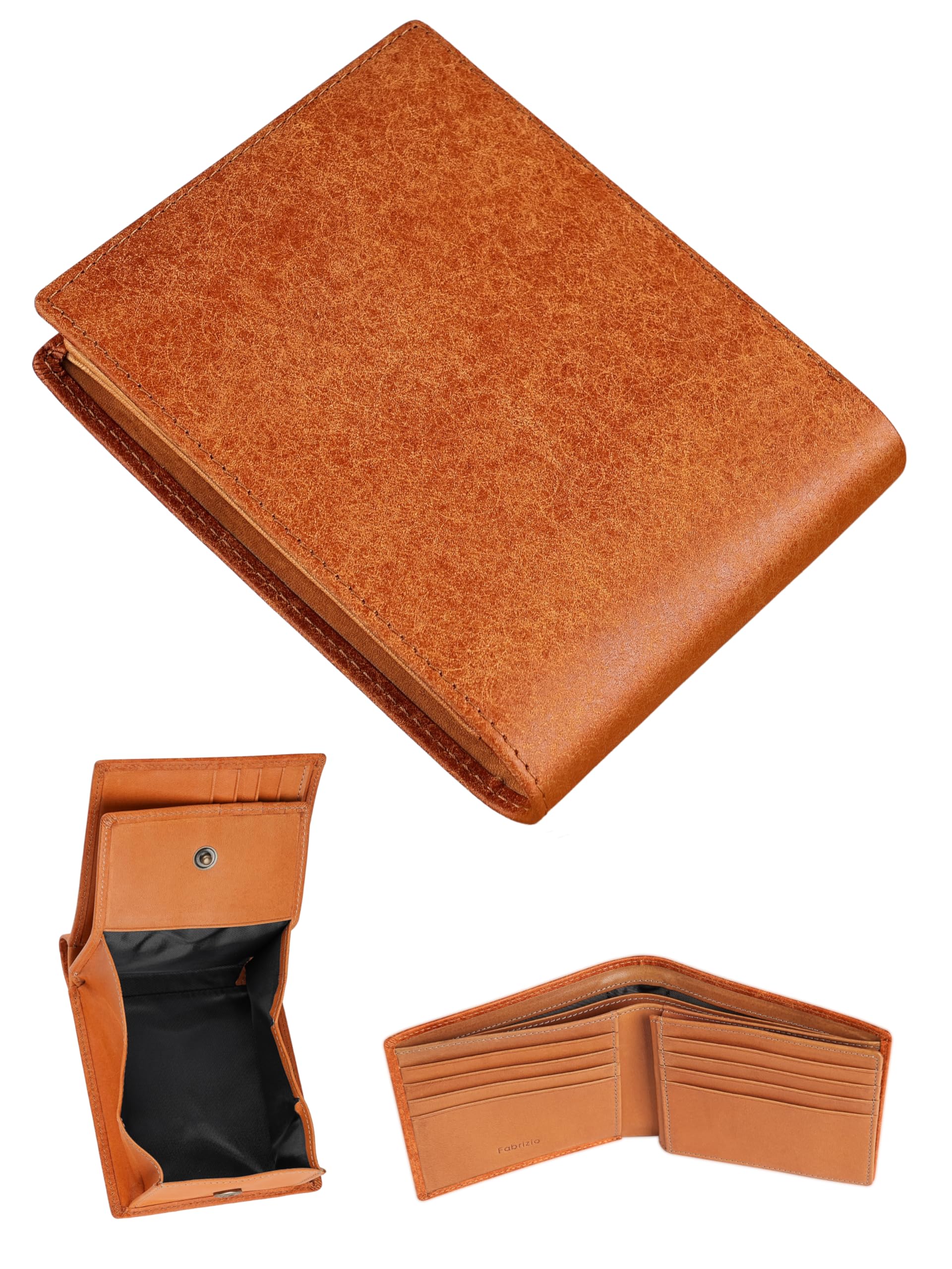 Fabrizio Men's Bifold Wallet Box Type Coin Purse Men's Wallet Thin Soft Easy to Use Italian Leather Made by Top-Class Leather Artisans Large Capacity Genuine Leather : Clothing, Shoes & Jewelry