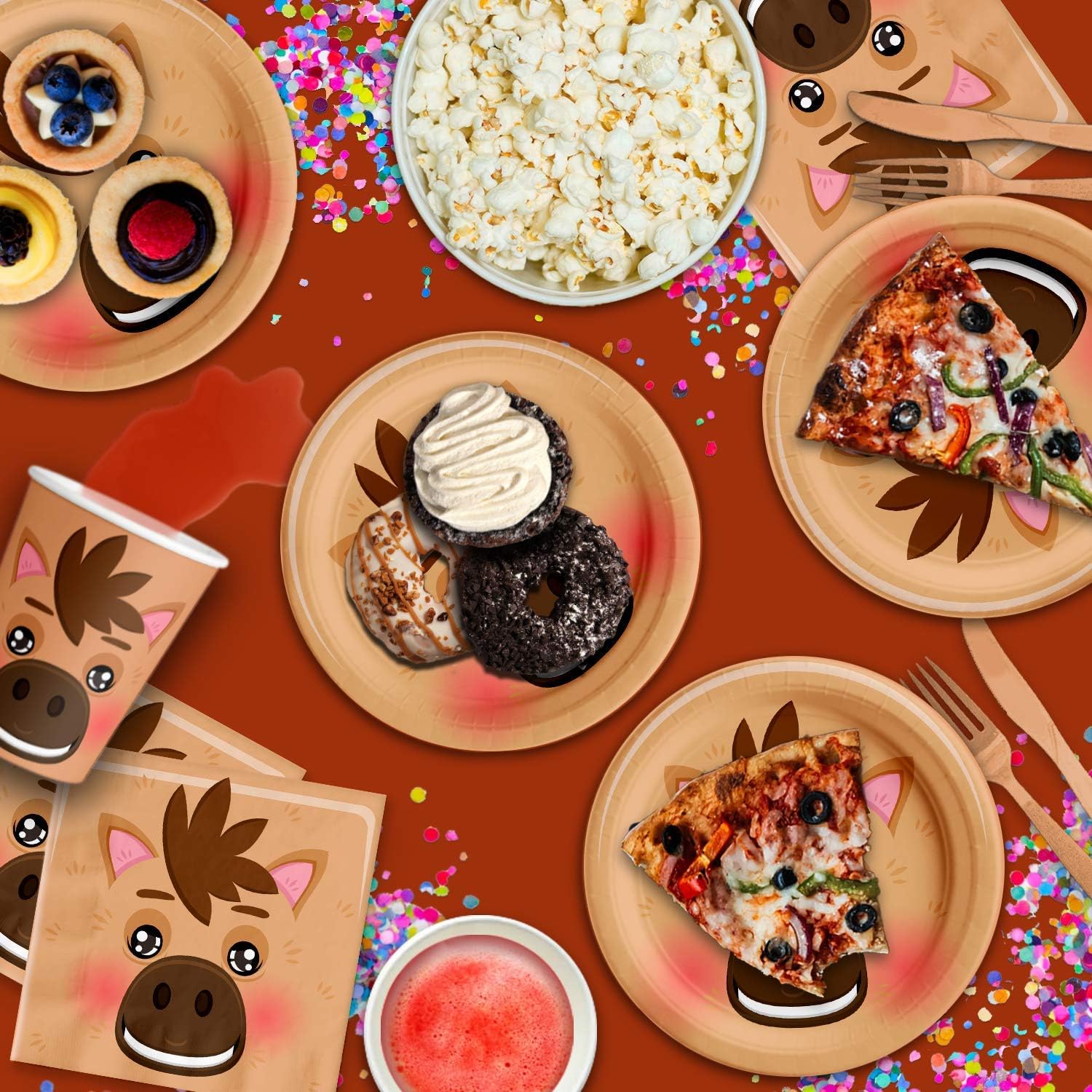 Horse Birthday Party Supplies Set Plates Napkins Cups Tableware Kit for 16 - Image 6